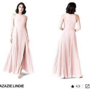 Azazie Lindie Rose Petal Chiffon Pleated Bridesmaid Dress Size 4-6